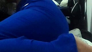 Alone at home, my stepaunt bends over for a rimjob