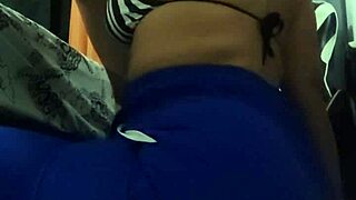 Alone at home, my stepaunt bends over for a rimjob