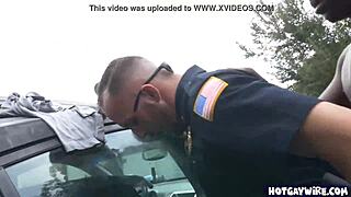 Two Police Officers Take Advantage Of This Black Guy. Intense Emotions In Office 3some.