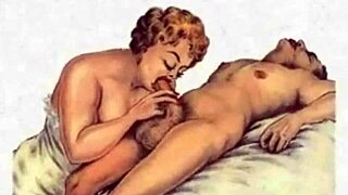 Vintage erotic illustration from antique anime hentai