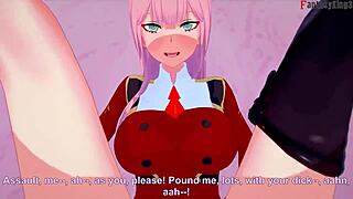 zero two is having hard sex with darling in the franxx, it's so intense and full of fantasy