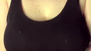 i's slapping my huge chubby tits on the desk, oops it's so fat and natural