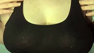 i's slapping my huge chubby tits on the desk, oops it's so fat and natural