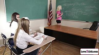 Me and friend, we lick teacher’s pussy to skip trouble, ya know?