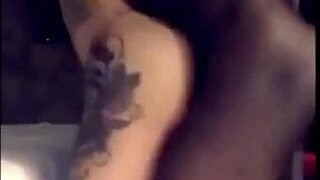 Freaky redbone shemale with big ass gets spanked and sucks monster cock!