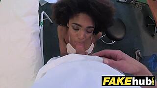 Fake hospital doctor examines ebony Brazilian student in hidden cam.