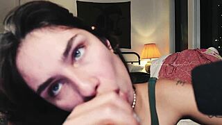 Watch Flowerava give an intense dildo blowjob on webcam!