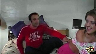 She starts with a sloppy blowjob, then gets bent over for rough anal drilling, ending with a load of cum in her mouth.