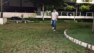 Yuri Gaúcho strikes again, sucking hard in public outdoor action with blonde stud.