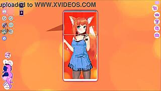 this catgirl waifu is masturbating with toys, big tits and ass on display