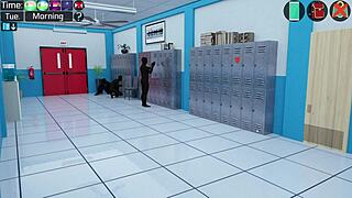 in milfy city, the character gets bent over for some intense fucking