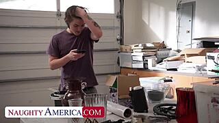 Blonde milf Laura Bentley rides son’s friend with gratitude.