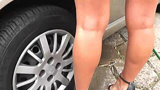 Brazilian milf with big ass gets assfucked in the bush