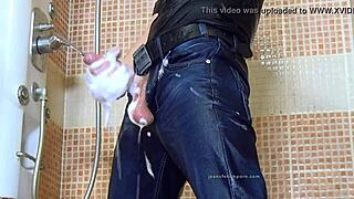 GAY JEANS SHOWER FETISH DICK 2!!