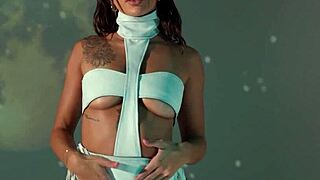 I strip naked, showing my shaved pussy