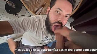 Bearded man in full video on red.