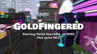 Goldfingered Anal Fucking With Dildo And Bondage