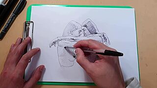 two beautiful sexy girls in a quick sketch