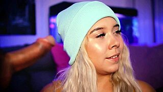 Blonde Gives Boyfriend Footjob!