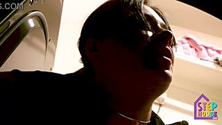 Hey, my hot stepmom London Rose got stuck in the washer machine