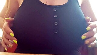 Teen excites her big tits solo.