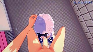 Kaguya and Chika with the old man in intense 3p sex