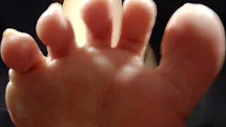 Sexy feet with big tits and pussy dildo