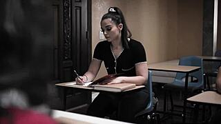 teen sophia burns gets her ass fucked deep in the classroom while the teacher watches