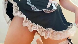 Hot maid masturbates her wet horny pussy intensely