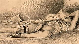 i’m obsessed with these vintage erotic drawings, so damn hot.