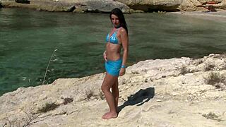 teenie strips down for you at the beach.