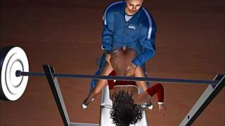 cartoon groping on bench