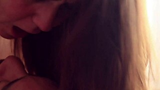 Black Couple Engages in Spontaneous Passionate Kissing and Ball Sucking on Bed