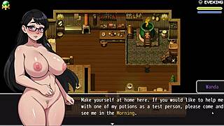 sexy nurse naked examination in hentai game, huge tits and cute outfit for first time