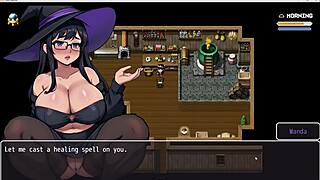 sexy nurse naked examination in hentai game, huge tits and cute outfit for first time