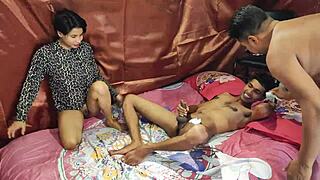 stepsister gets creampie and facial in group sex game