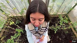 Farmer Girl Shows Juicy Skills in Public POV Blowjob