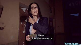 Big tits MILF teacher gives deepthroat blowjob in public