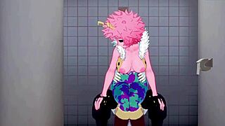 mina ashido and momo yaoyorozu and izuku midoriya intense sex - my hero academia hentai