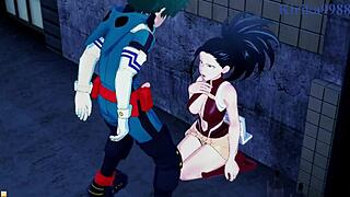 mina ashido and momo yaoyorozu and izuku midoriya intense sex - my hero academia hentai