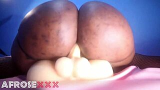 Lonely African Woman Boldly Rides Male Torso Sex Toy