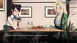 naruto kunoichi trainer tsunade and tenten give handjob and foot job in public restaurant