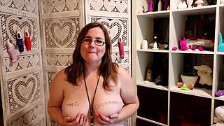 Fat BBW Woman Uses Female Condom Topless