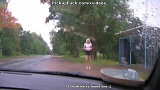 hard sex with 18-year-old blonde in wild public pickup