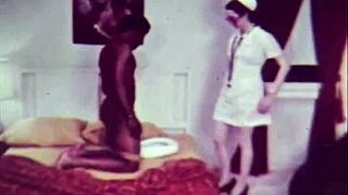 vintage british nurse gives interracial blowjob to black patient in hospital