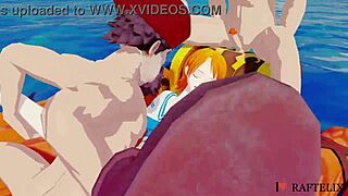 nami from one piece in a wild 3d gangbang