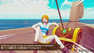 nami from one piece in a wild 3d gangbang