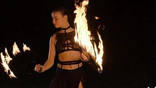 teen elilith noir plays with fire, showing off her big ass