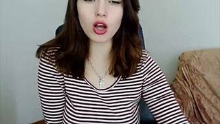 Russian beauty with big boobs toys her pussy on webcam