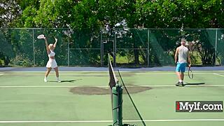 Tennis Court Cougar Flashes Panties And Cameltoe?
